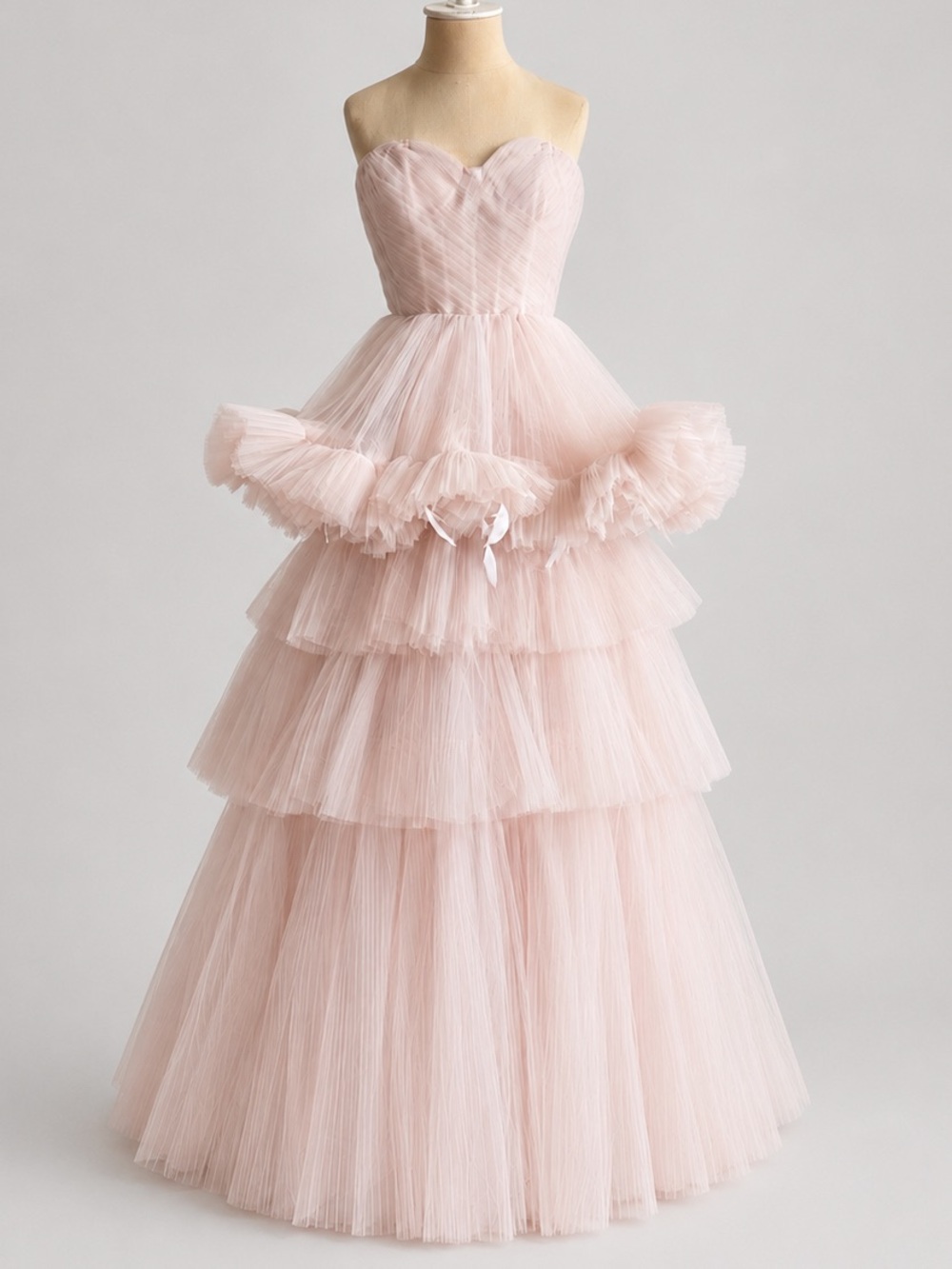 NWT Mac Duggal 20572 Rose Pink Feather Tulle Strapless Dress Ball Gown Size 6